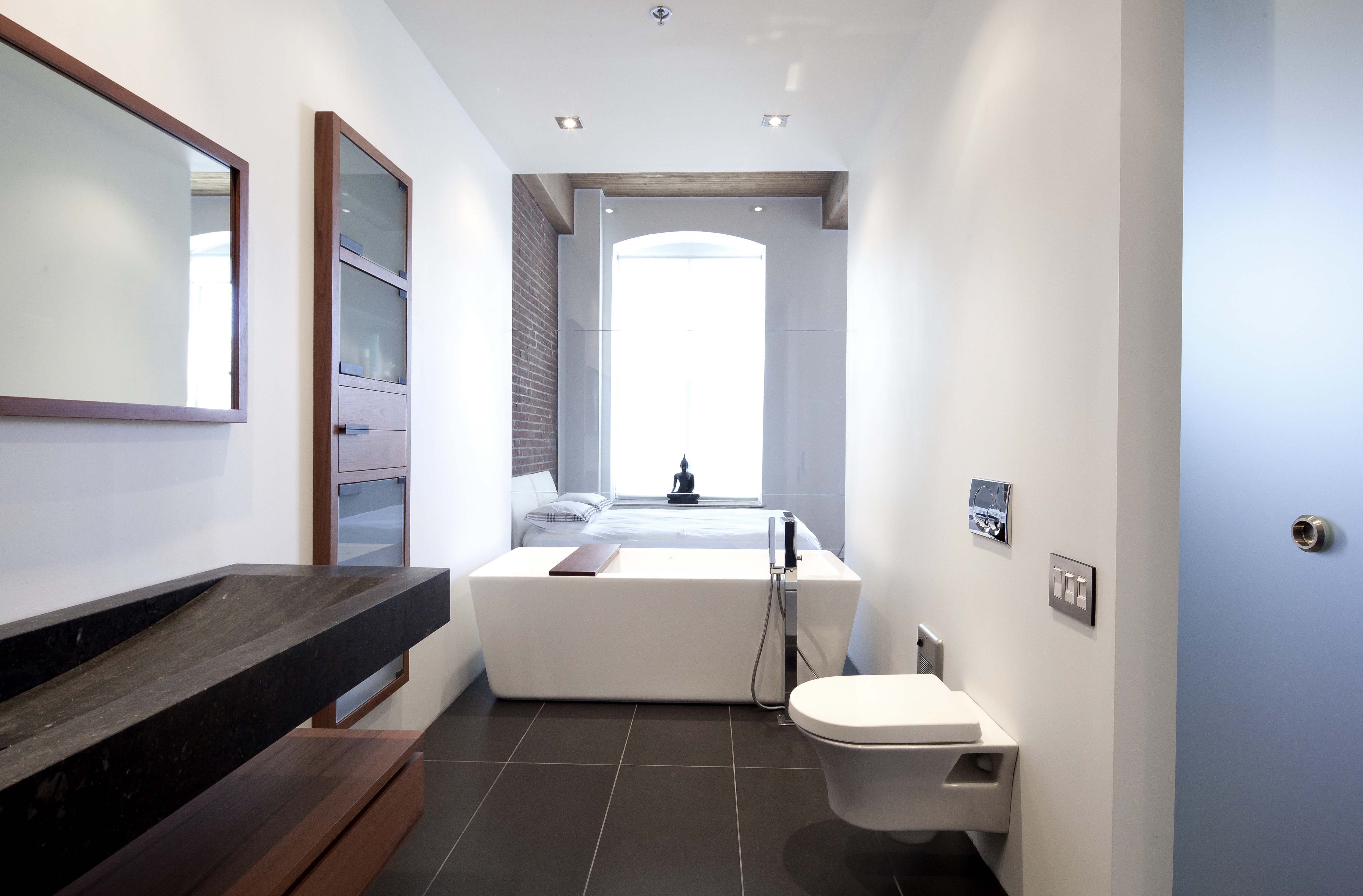 Design salle de bain - Matériaux naturelComptoir et évier en  pierre naturel